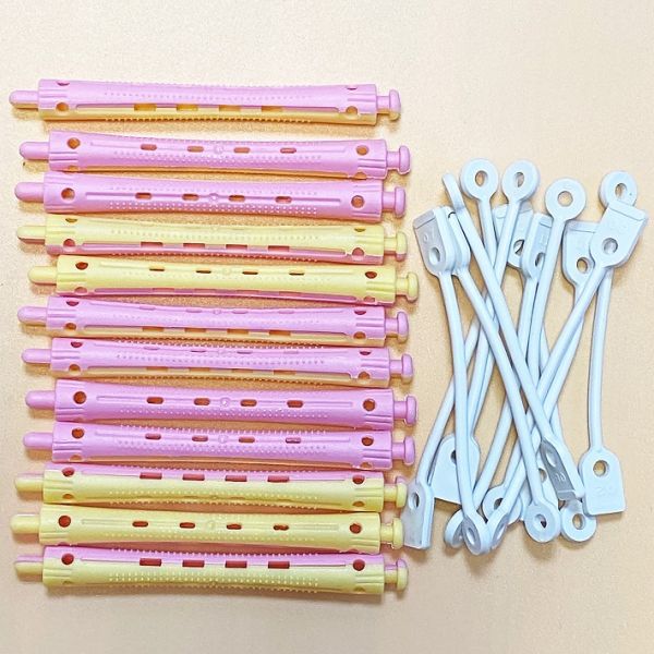 EURO Stile Straight bobbins for hair pink-yellow d9 mm 12 pcs/pack